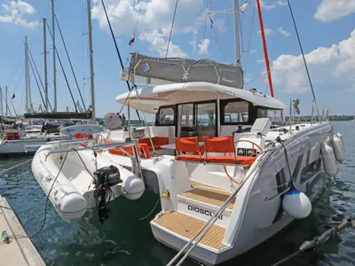 Dioscuri, a Excess 11 - 4 + 1 + 1 cab. catamaran at Split, Croatia