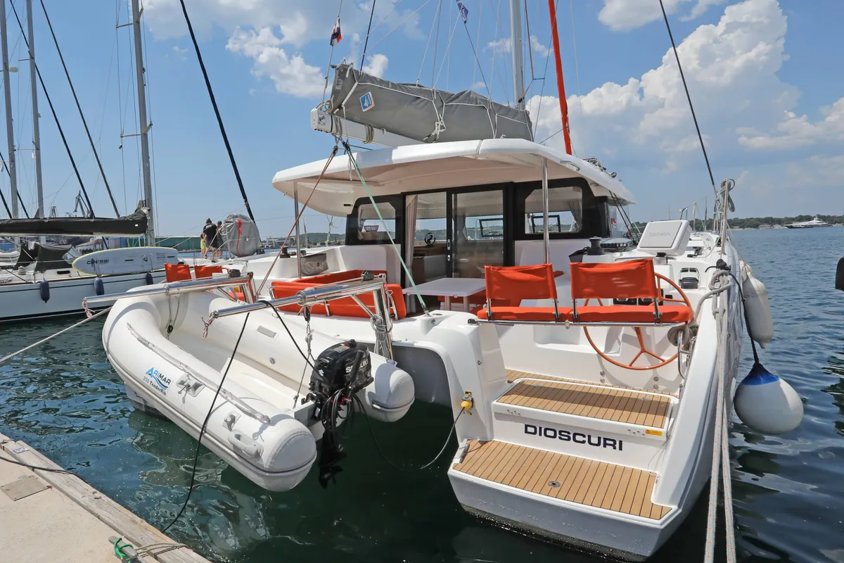 Dioscuri, a Excess 11 - 4 + 1 + 1 cab. catamaran at Split, Croatia