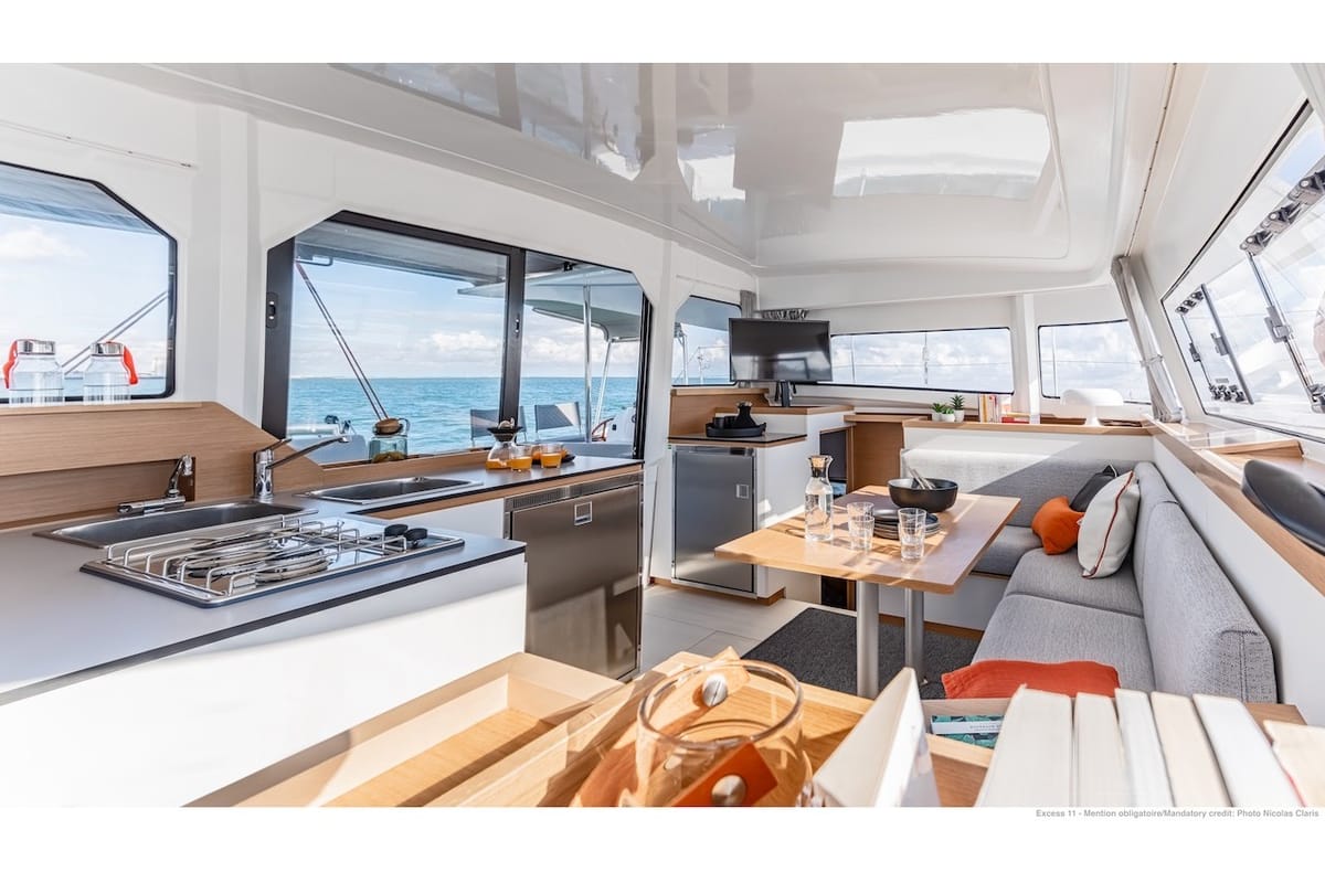 Galley of Dioscuri, a Excess 11 - 4 + 1 + 1 cab. catamaran at Split, Croatia
