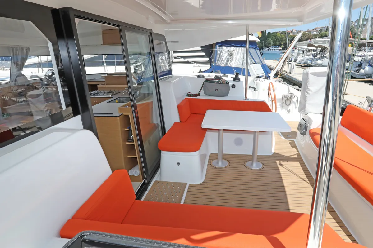 Dioscuri, a Excess 11 - 4 + 1 + 1 cab. catamaran at Split, Croatia