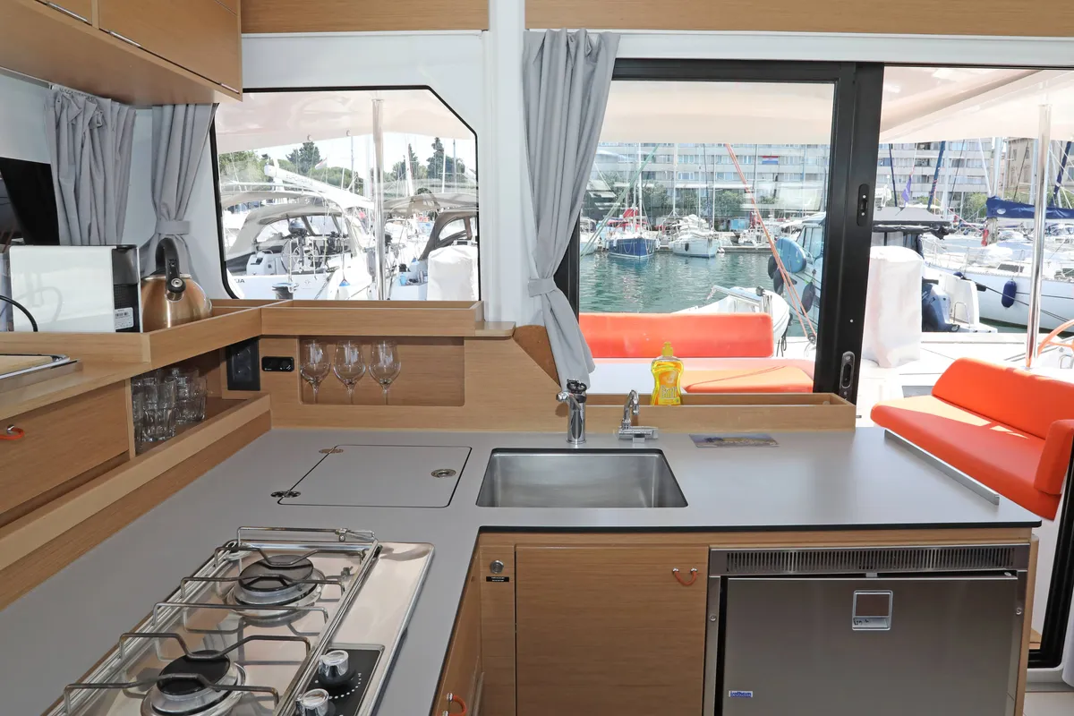 Dioscuri, a Excess 11 - 4 + 1 + 1 cab. catamaran at Split, Croatia