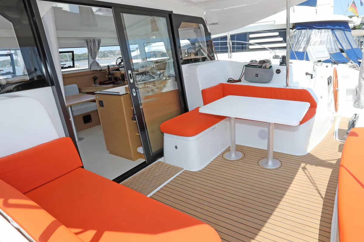 Dioscuri, a Excess 11 - 4 + 1 + 1 cab. catamaran at Split, Croatia