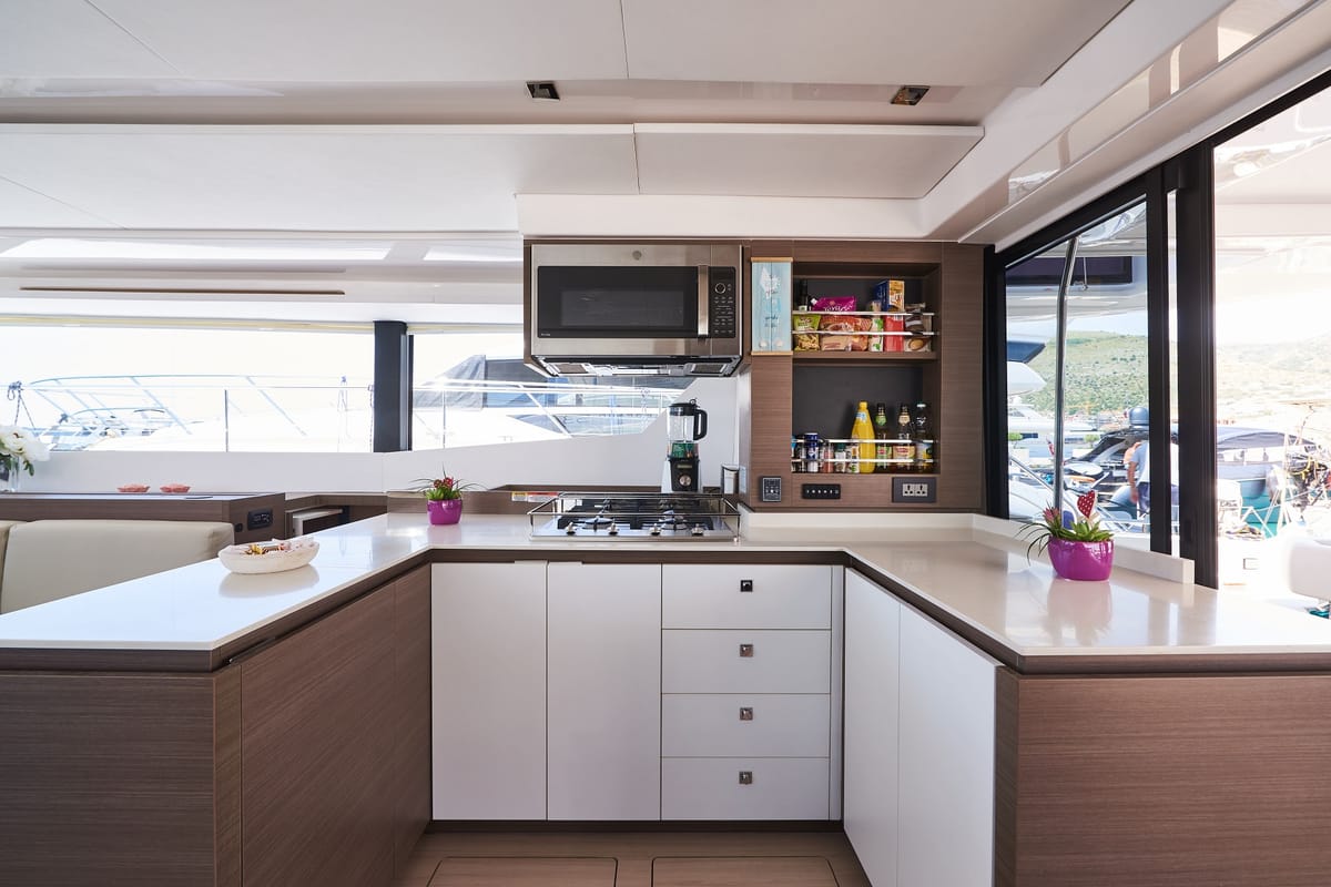 Galley of Good Vibes, a Leopard 53 - OW catamaran at Seget Donji, Croatia