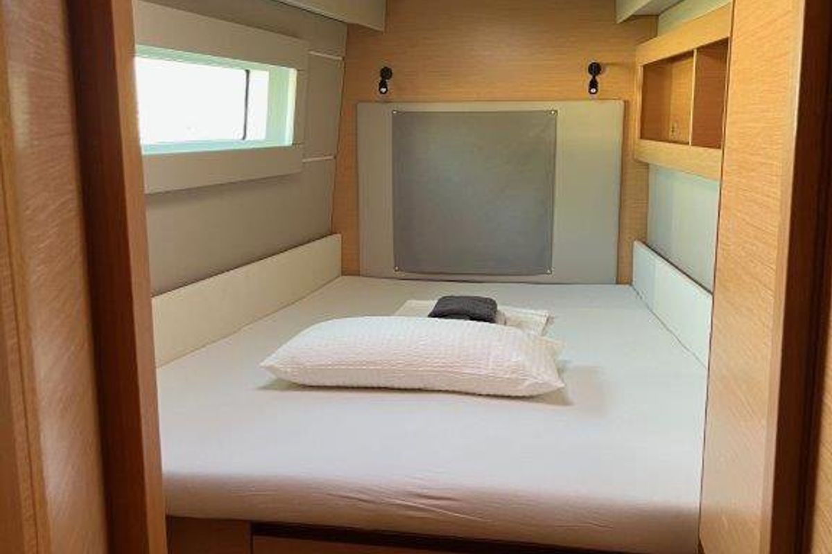 Cabin on Mira, a Nautitech Rochefort Nautitech 46 Fly catamaran at Kontokali, Greece