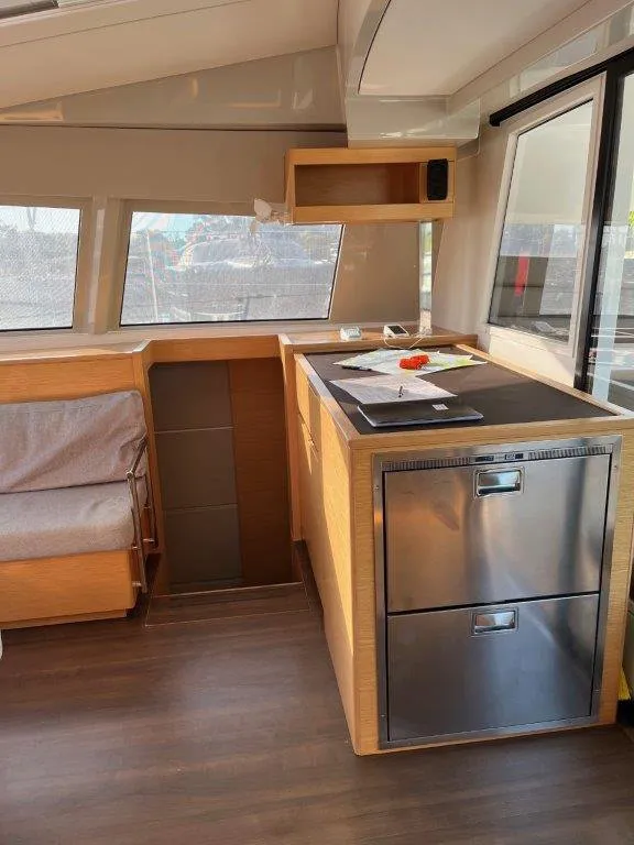 Galley of Mira, a Nautitech Rochefort Nautitech 46 Fly catamaran at Kontokali, Greece