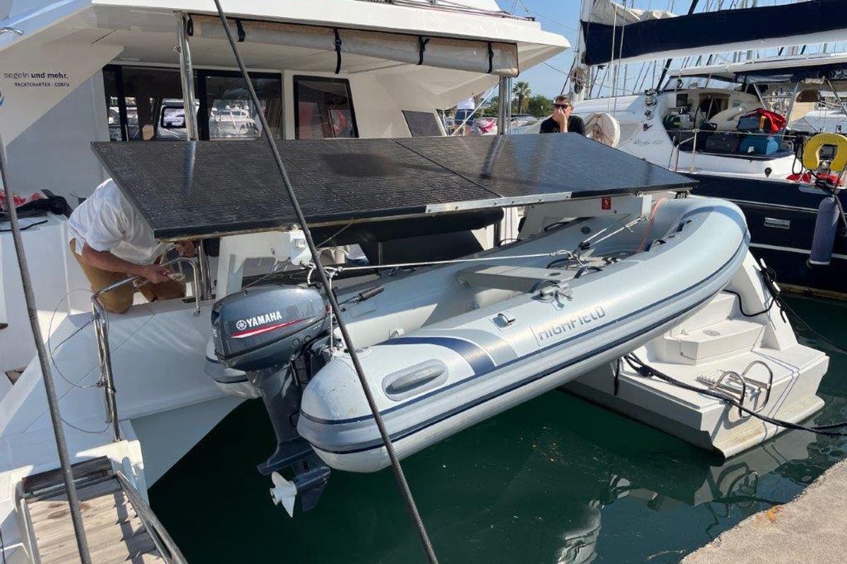 Mira, a Nautitech Rochefort Nautitech 46 Fly catamaran at Kontokali, Greece