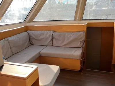 Salon of Mira, a Nautitech Rochefort Nautitech 46 Fly catamaran at Kontokali, Greece