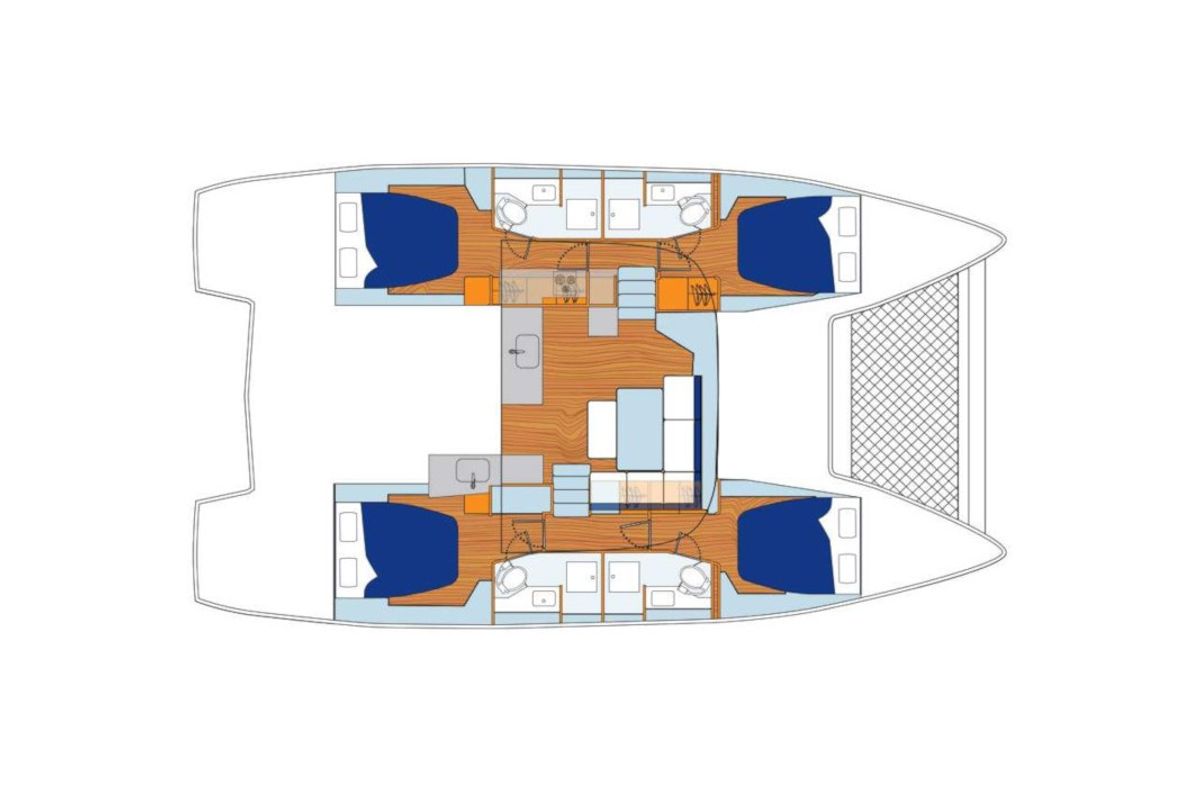 Floor plan of Sunsail 46 Cat Classic, a Lagoon 46 catamaran at Općina Marina, Croatia