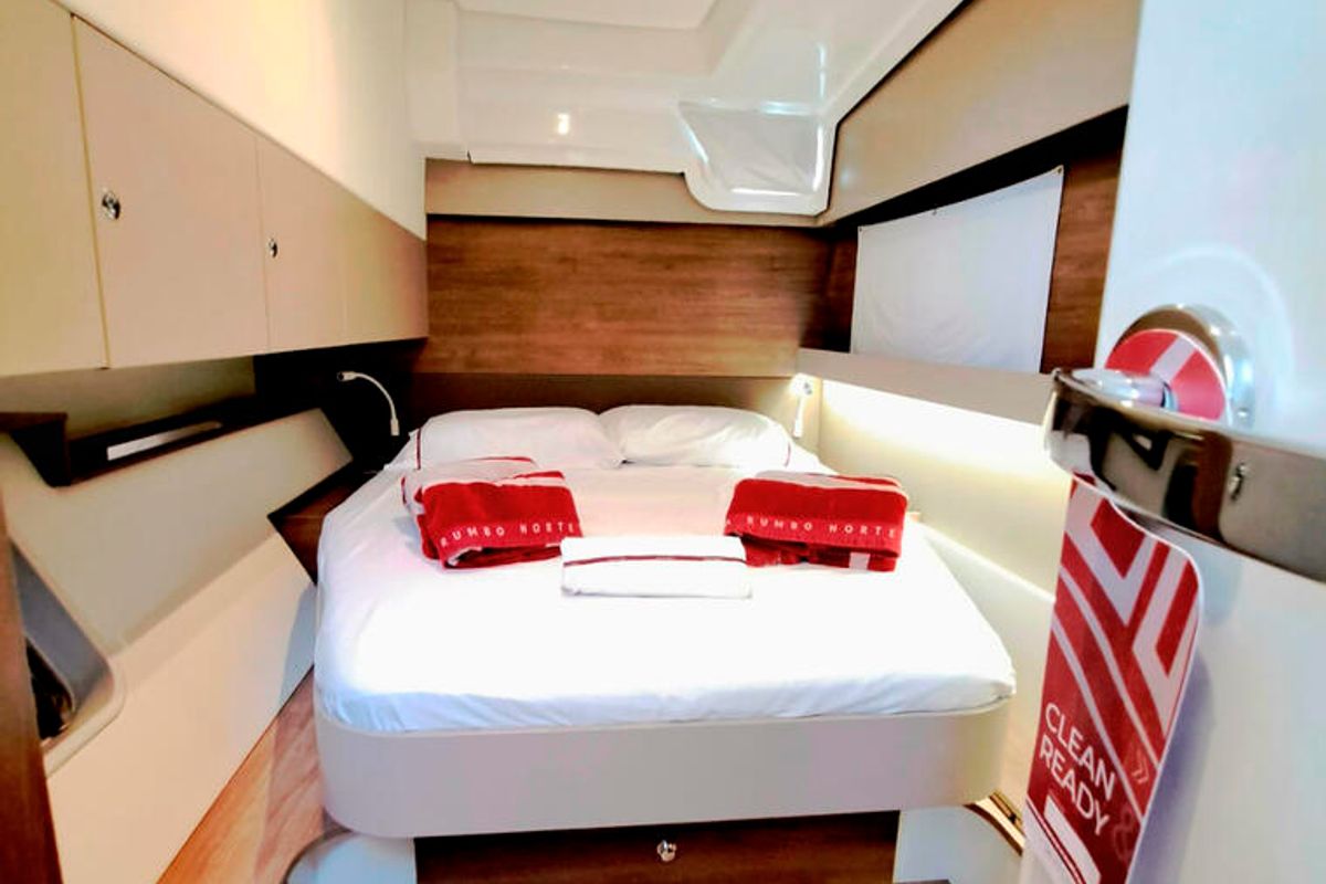 Cabin on La Boheme, a Bali Catspace catamaran at Sant Antoni de Portmany, Spain