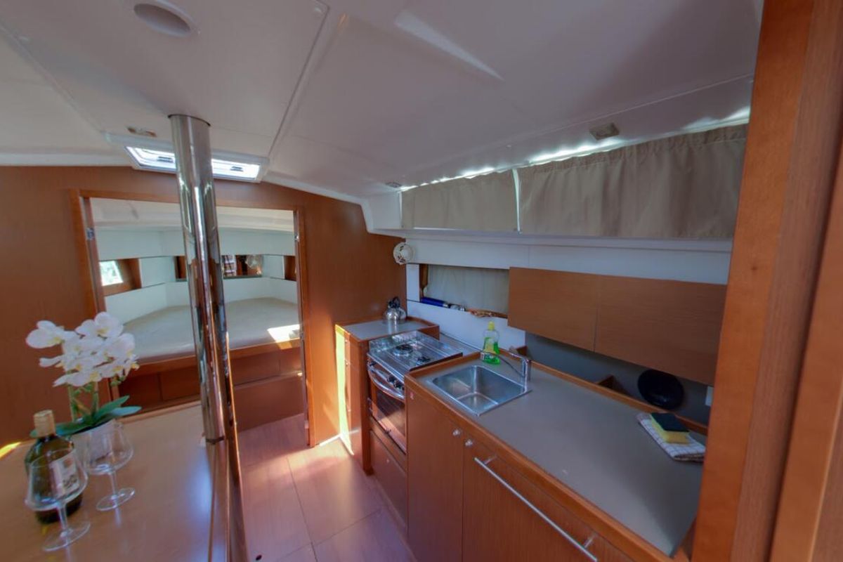 Galley of Luce, a Beneteau Oceanis 38.1 sailboat at Dubrovnik, Croatia