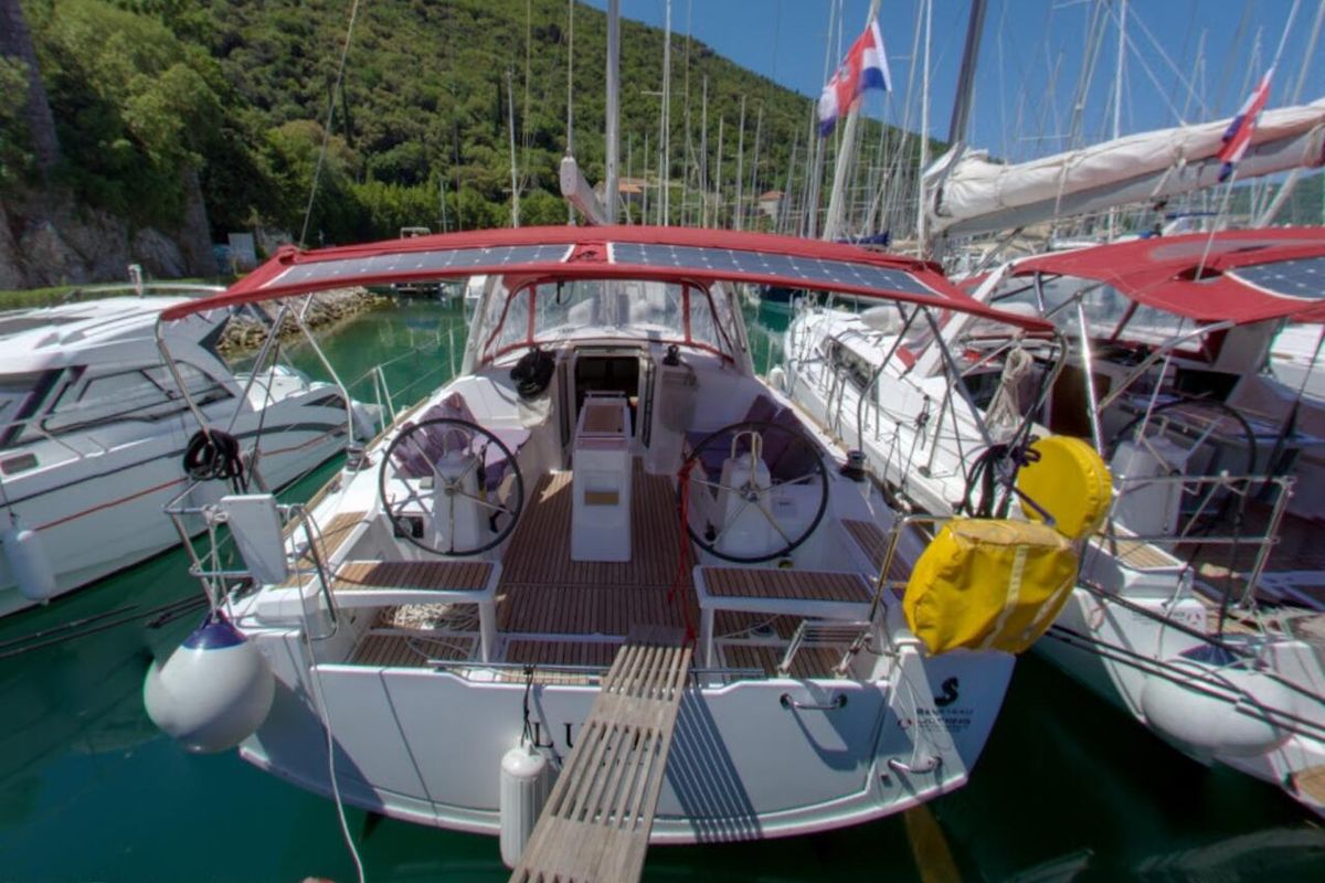 Cockpit of Luce, a Beneteau Oceanis 38.1 sailboat at Dubrovnik, Croatia