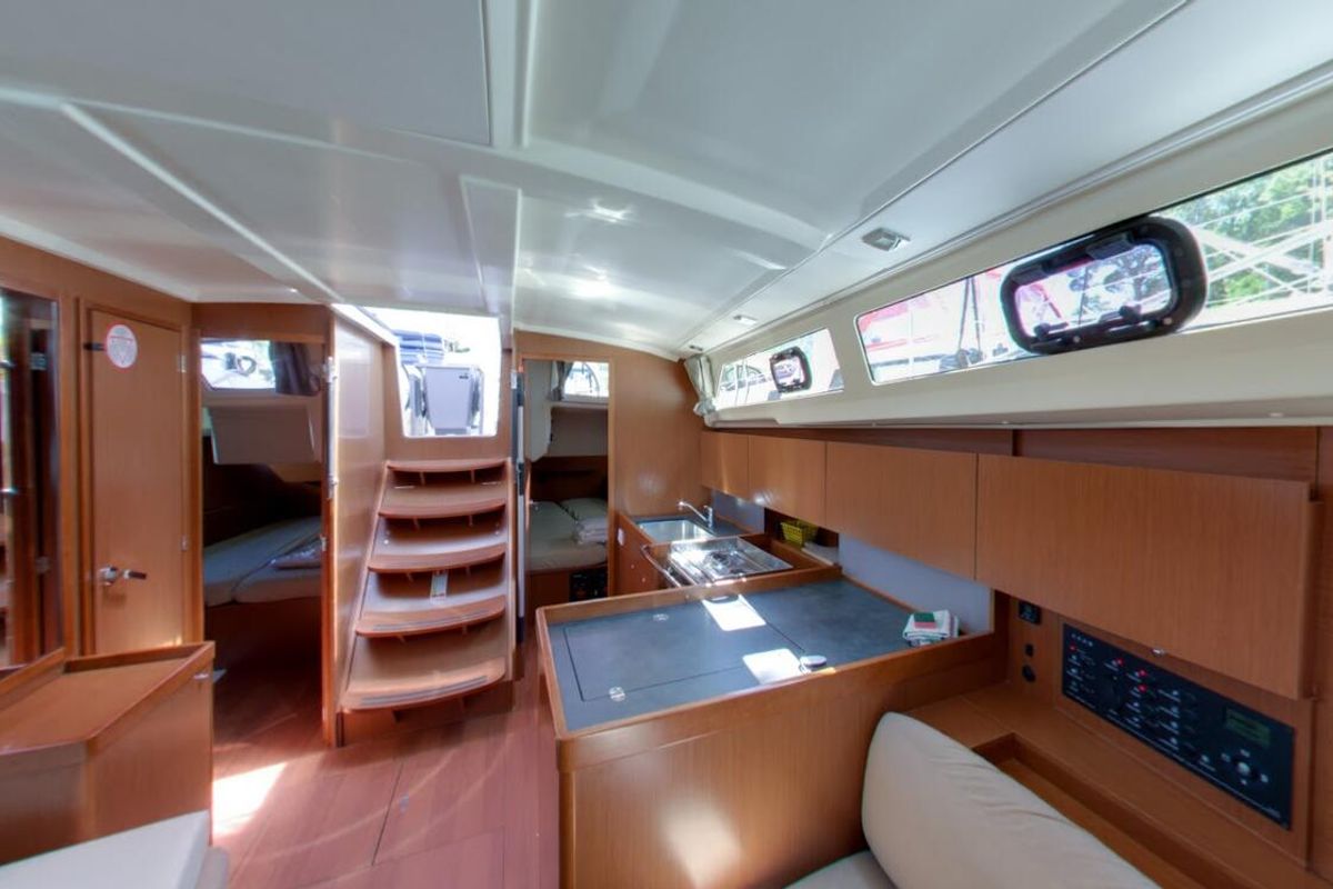 Galley of Luce, a Beneteau Oceanis 38.1 sailboat at Dubrovnik, Croatia
