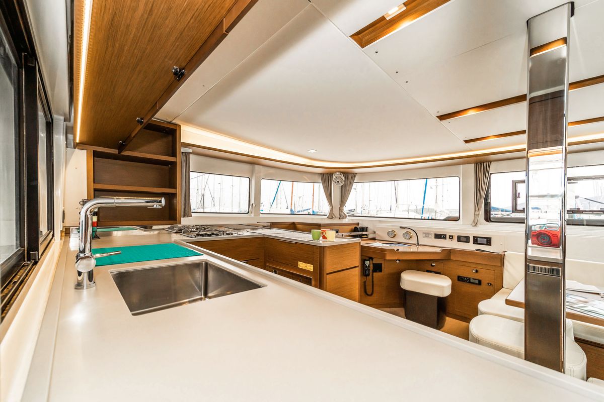 Galley of Pegasus, a Lagoon 46 catamaran at Kos, Greece