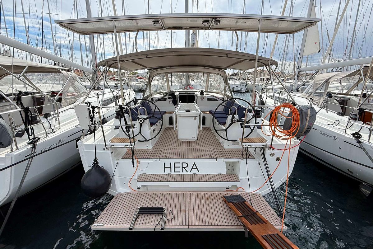 Exterior view of Hera, a Beneteau Oceanis 40.1 sailboat at Grad Biograd na Moru, Croatia