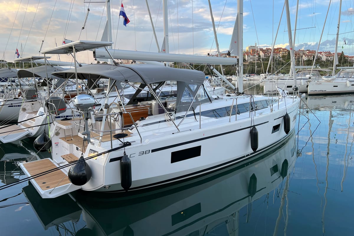 Exterior view of Mala Hana, a Bavaria C38 sailboat at Grad Pula, Croatia