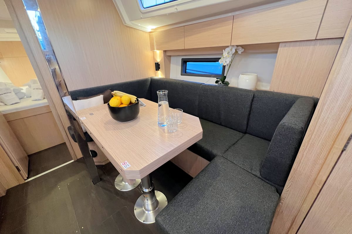 Salon of Mala Hana, a Bavaria C38 sailboat at Grad Pula, Croatia