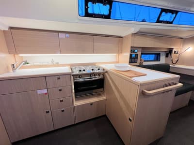 Galley of Mala Hana, a Bavaria C38 sailboat at Grad Pula, Croatia