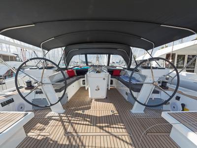 Cockpit of Cuba Libre, a Beneteau Oceanis 51.1 sailboat at Municipal Unit of Rhodes, Greece