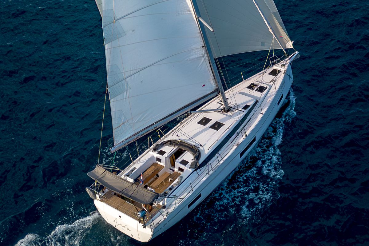 Exterior view of Aria, a Bavaria C45 Style sailboat at Grad Pula, Croatia