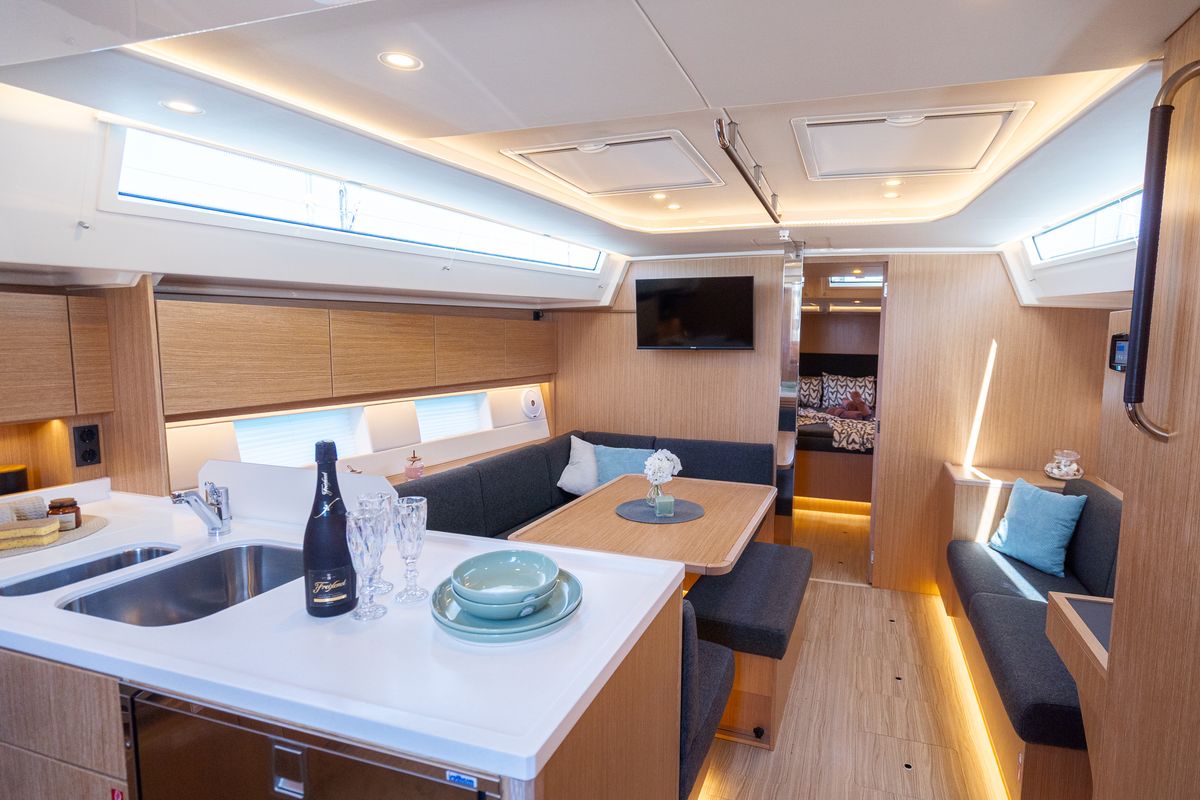 Salon of Aria, a Bavaria C45 Style sailboat at Grad Pula, Croatia