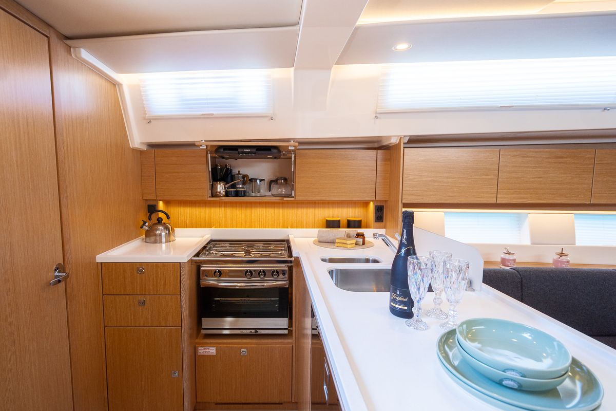 Galley of Aria, a Bavaria C45 Style sailboat at Grad Pula, Croatia