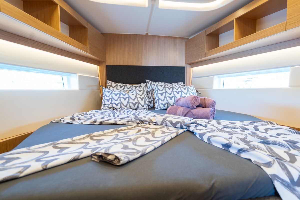 Cabin on Aria, a Bavaria C45 Style sailboat at Grad Pula, Croatia
