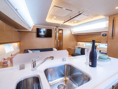 Galley of Aria, a Bavaria C45 Style sailboat at Grad Pula, Croatia