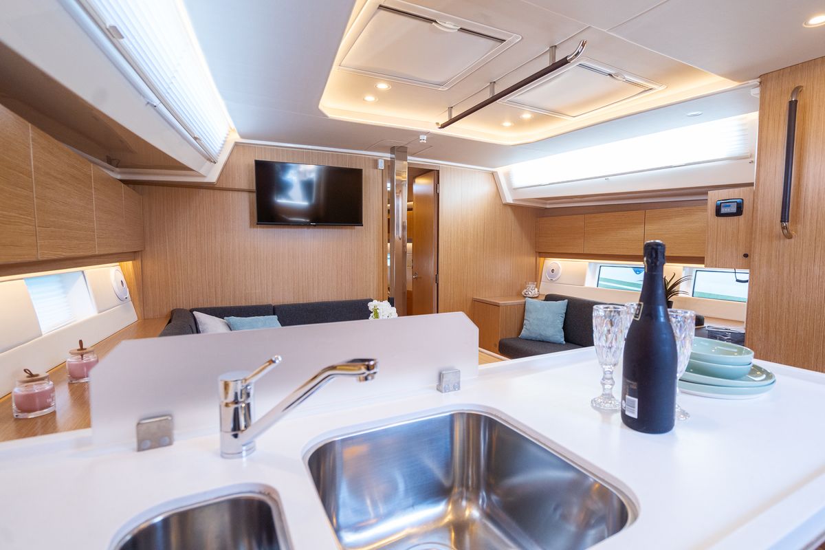 Galley of Aria, a Bavaria C45 Style sailboat at Grad Pula, Croatia