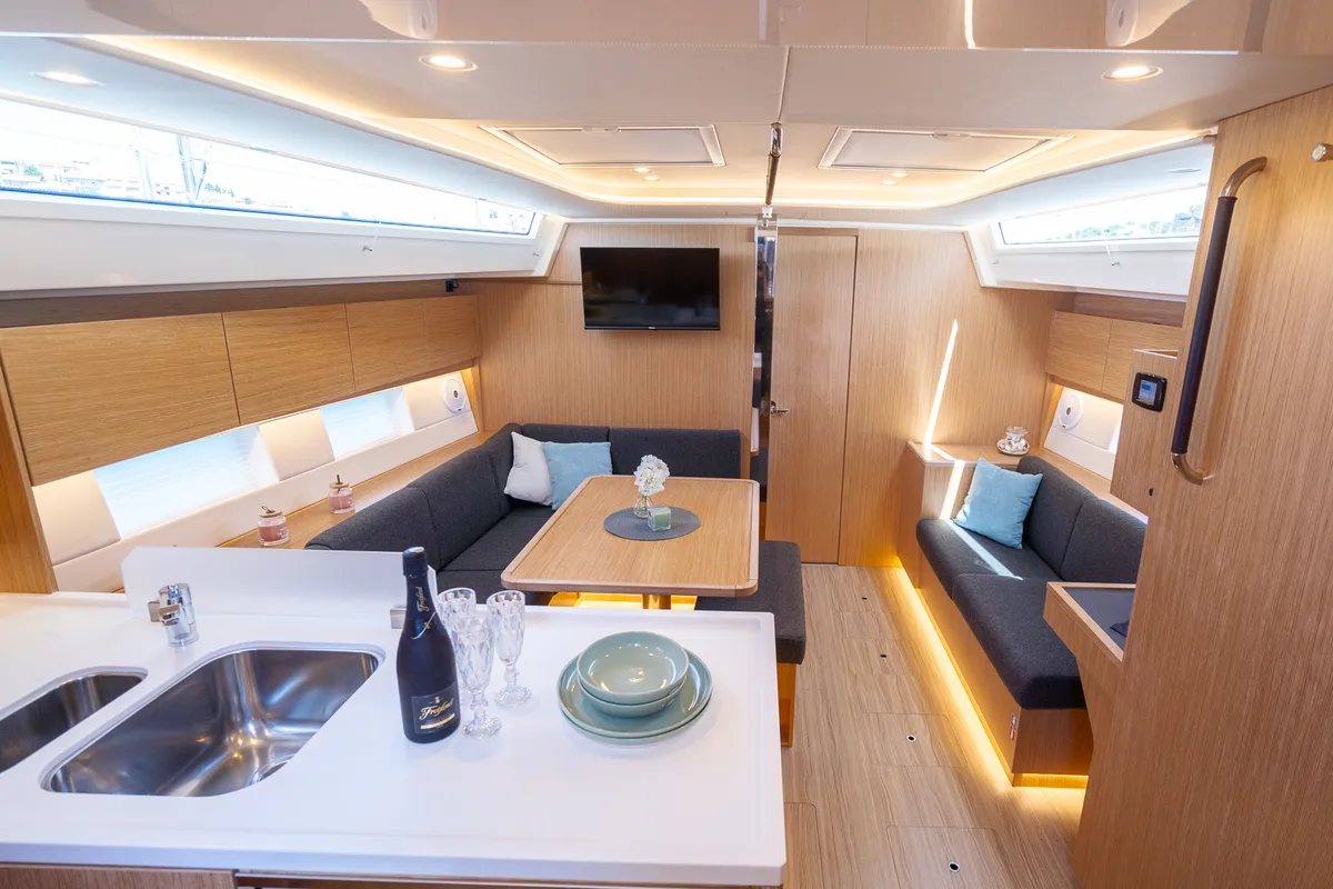 Salon of Aria, a Bavaria C45 Style sailboat at Grad Pula, Croatia