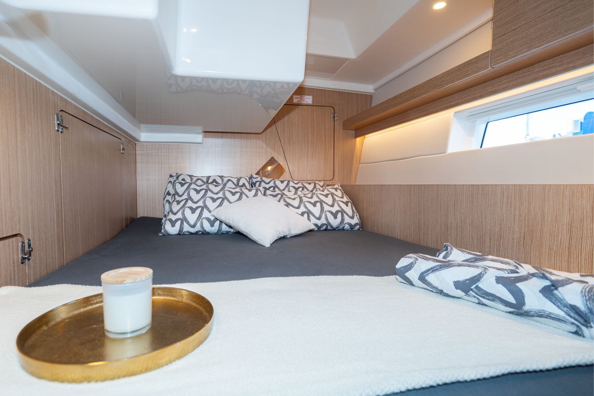 Cabin on Aria, a Bavaria C45 Style sailboat at Grad Pula, Croatia