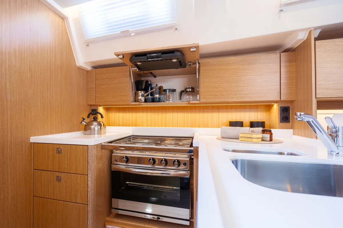 Galley of Aria, a Bavaria C45 Style sailboat at Grad Pula, Croatia