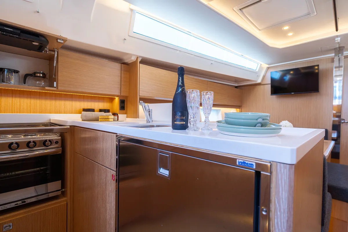 Galley of Aria, a Bavaria C45 Style sailboat at Grad Pula, Croatia