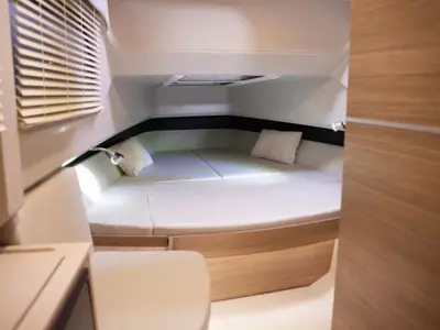 Cabin on Serendipity, a Saxdor Yachts Saxdor 320 GTC motorboat at Gouvia, Greece