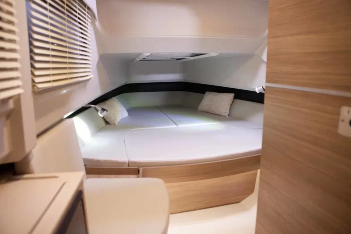 Cabin on Serendipity, a Saxdor Yachts Saxdor 320 GTC motorboat at Gouvia, Greece