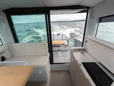 Galley of Serendipity, a Saxdor Yachts Saxdor 320 GTC motorboat at Gouvia, Greece
