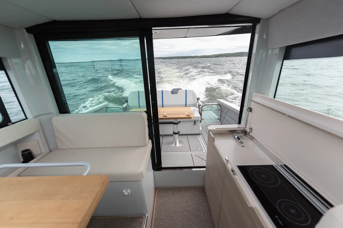 Galley of Serendipity, a Saxdor Yachts Saxdor 320 GTC motorboat at Gouvia, Greece