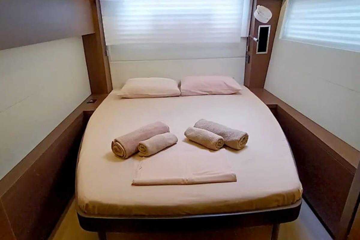 Deck of Icarus, a Lagoon 50 catamaran at Athens, Greece