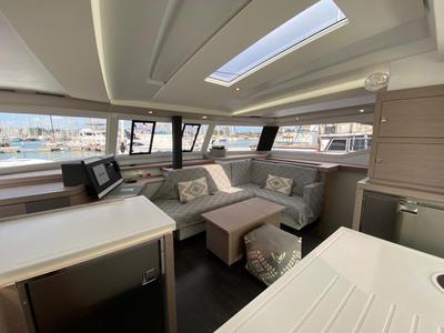 Salon of Ooga Chaka, a Fountaine Pajot Astrea 42 catamaran at Sithonia Municipal Unit, Greece