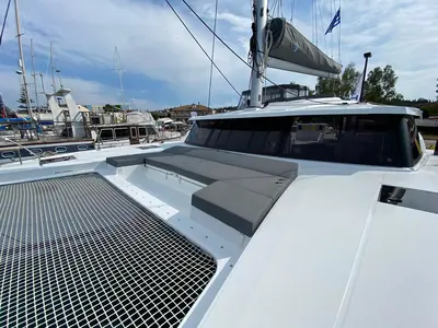 Deck of Ooga Chaka, a Fountaine Pajot Astrea 42 catamaran at Sithonia Municipal Unit, Greece