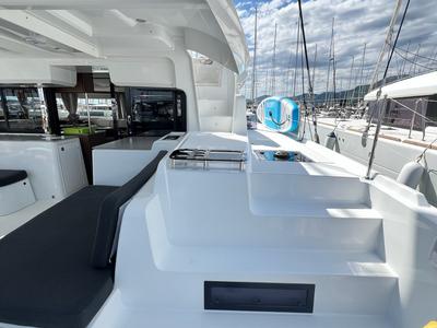 Deck of La Condesa, a Lagoon 46 catamaran at Grad Kaštela, Croatia
