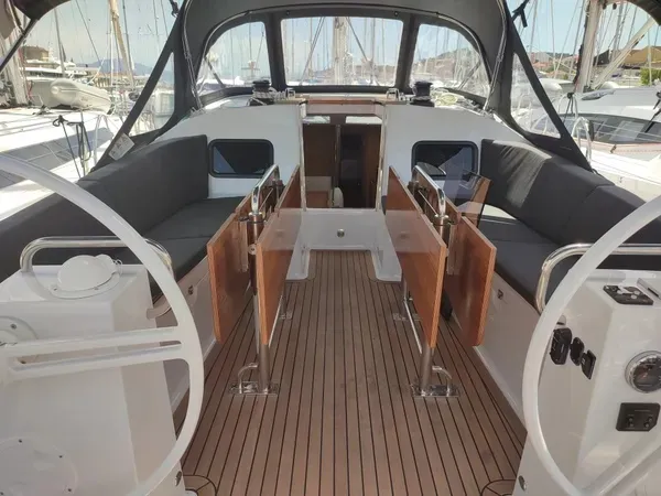 Cockpit of Moonlight, a Elan Impression 45.1 sailboat at Grad Trogir, Croatia
