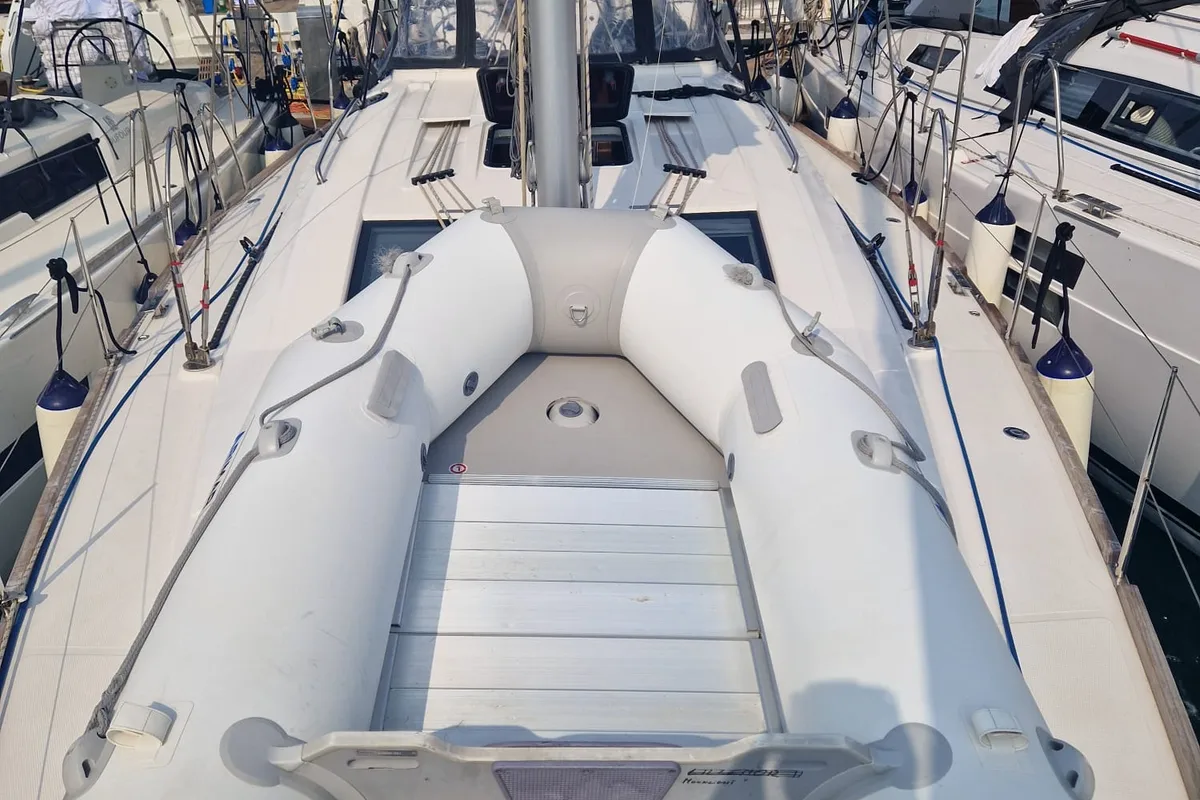 Deck of Moonlight, a Elan Impression 45.1 sailboat at Grad Trogir, Croatia