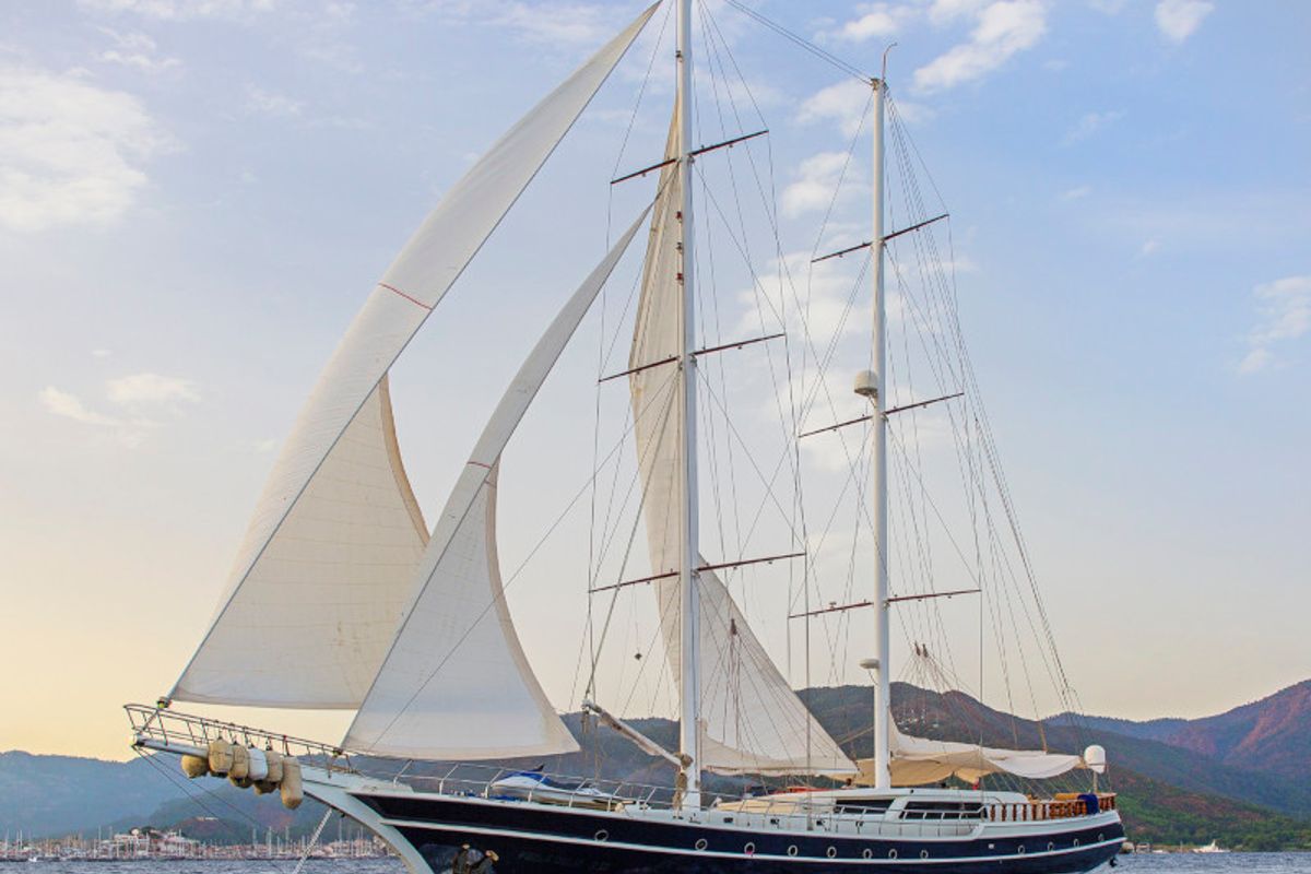 Exterior view of Perla del Mar 2, a Gulet Gulet gulet at Marmaris, Turkey