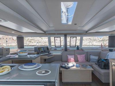 Salon of Pleasant Arbour, a Fountaine Pajot Astrea 42 catamaran at Road Town, British Virgin Islands
