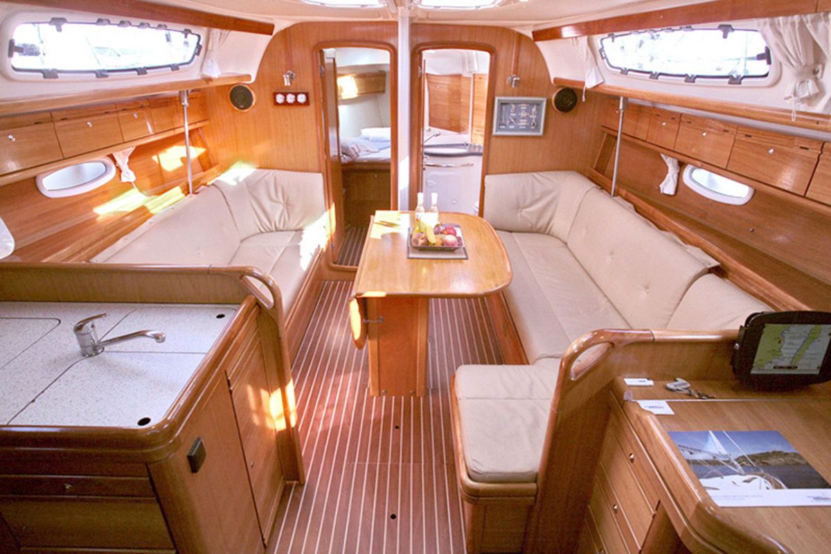 Salon of Aristoteles, a Bavaria 38 Cruiser sailboat at Lavreotiki Municipal Unit, Greece