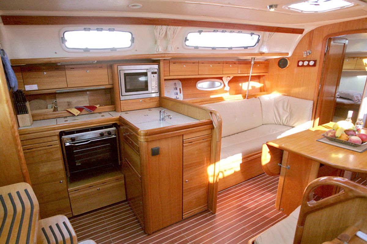 Galley of Aristoteles, a Bavaria 38 Cruiser sailboat at Lavreotiki Municipal Unit, Greece