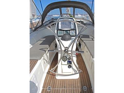 Cockpit of Aristoteles, a Bavaria 38 Cruiser sailboat at Lavreotiki Municipal Unit, Greece