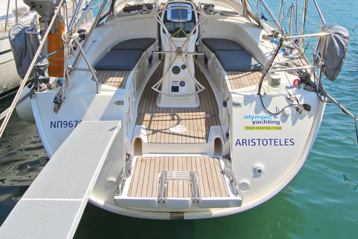 Exterior view of Aristoteles, a Bavaria 38 Cruiser sailboat at Lavreotiki Municipal Unit, Greece
