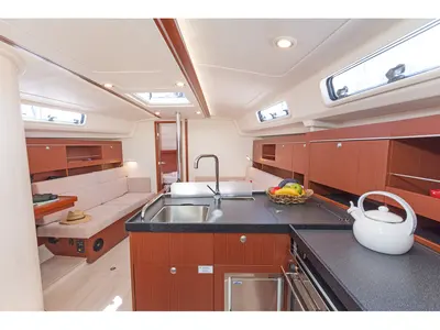 Salon of Capriccio, a Hanse Yachts Hanse 385 sailboat at Lavreotiki Municipal Unit, Greece