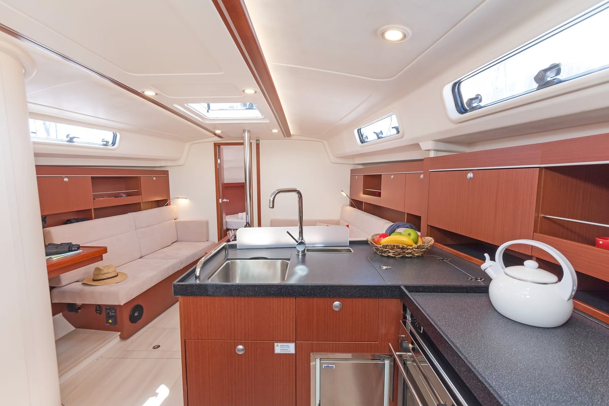 Salon of Capriccio, a Hanse Yachts Hanse 385 sailboat at Lavreotiki Municipal Unit, Greece